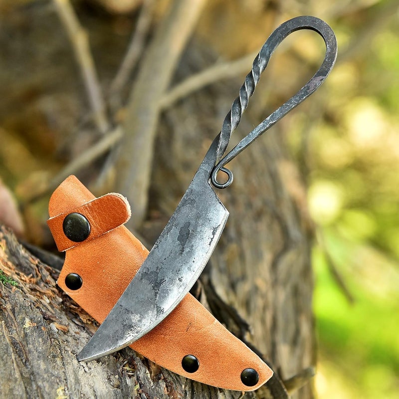 FH TRADERS Handmade Viking Knife with Leather Sheath – Handcrafted Carbon Steel Blade, Traditional Norse Style Hunting & Camping Knives, Gift for Men Collectors & Outdoor Enthusiasts. - Image 2